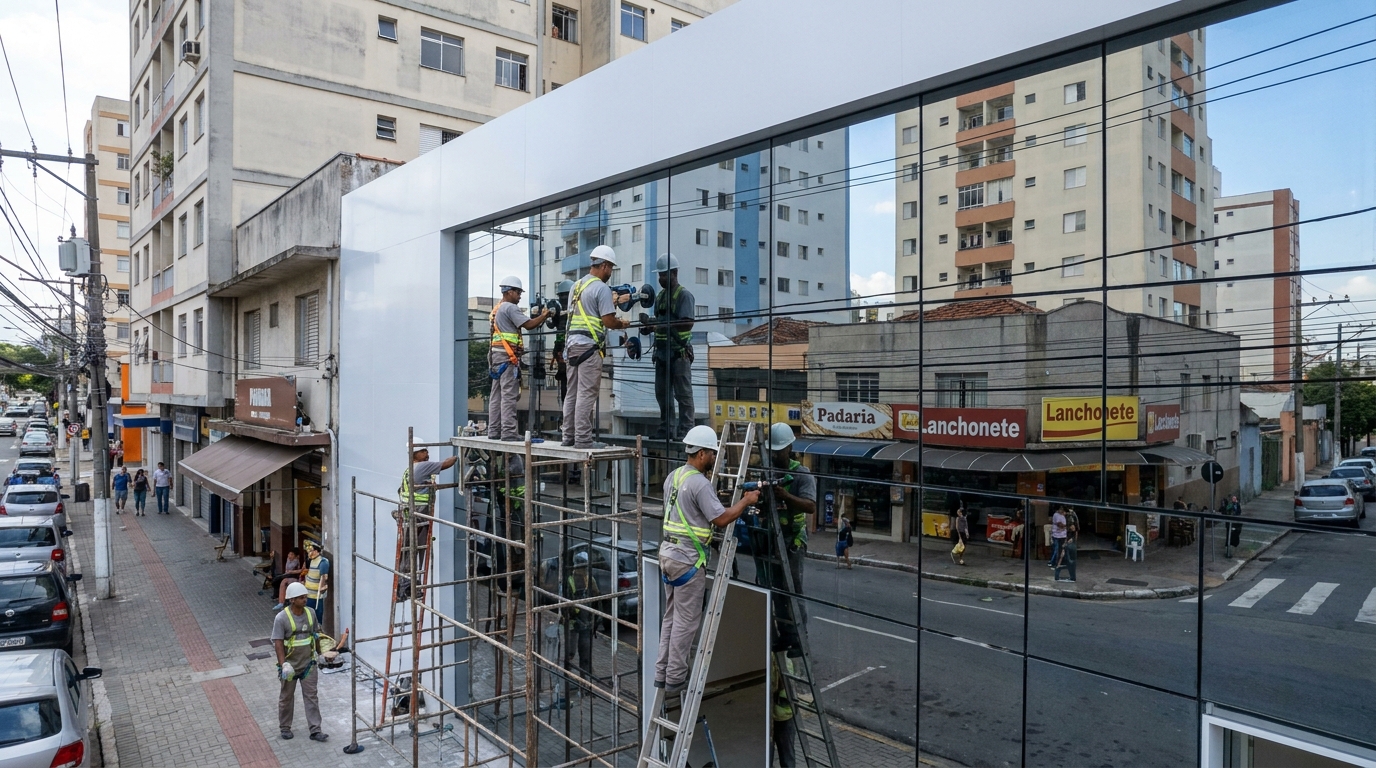 Fachada espelhada em esquina em Belo Horizonte-MG